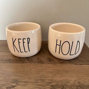 Rae Dunn Ceramic 'KEEP' and 'HOLD' Accent Bowls - Cream
